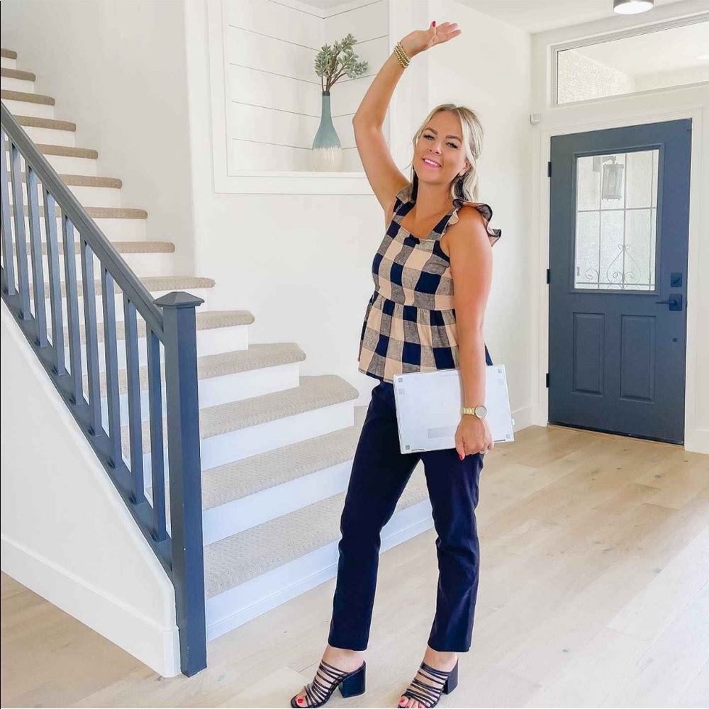 Pink and black peplum tank